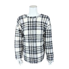 Cuddl Duds Women's Long Sleeves Cloud Fleece Pullover Top Grey Cream Large Size