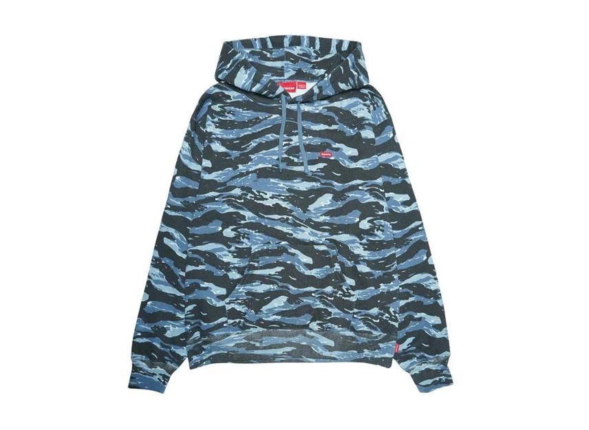 Sweat à capuche Supreme petite boîte bleu tigre camouflage