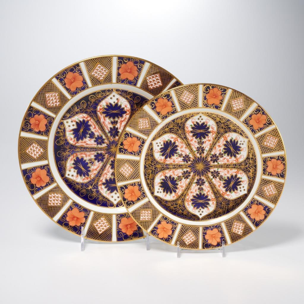 2) Royal Crown Derby Old Imari 1128 Bone China Plates, Lunch