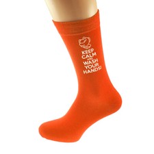 Keep Calm and Wash Your Hands Mens and Ladies Orange Socks - N1161