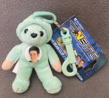 Nsync N Sync Justin Timberlake JT Green Mini Teddy Bear Plush Clip Keychain 2000