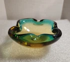 Morano Sommerso Teal & Amber ART Glass Style of Flavio Poli 1950's Gorgeous Bowl