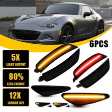 6x For 2016-22 Mazda MX-5 Miata MX5 LED Front Rear Side Marker Lights Smoked EOA
