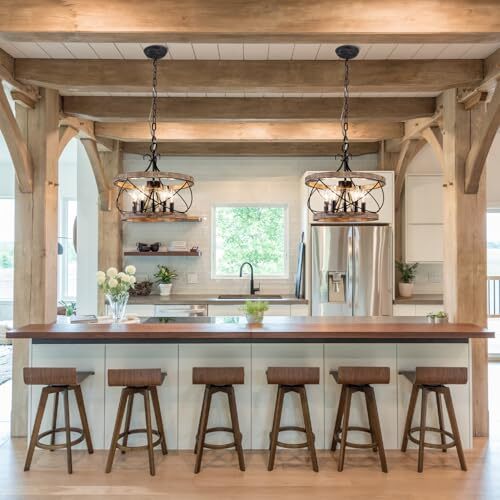 20'' Farmhouse Chandelier Light Fixture, 5Light Dining Room Light