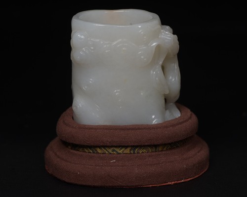 Certified Natural Hetian Jade Hand-carved Exquisite Brush Pots 25184 - Picture 4 of 9