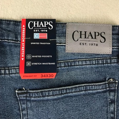 Chaps Jeans Mens 34X30 Blue Denim Armour Wash Straight Fit Spirited Edition NWT - Picture 6 of 18