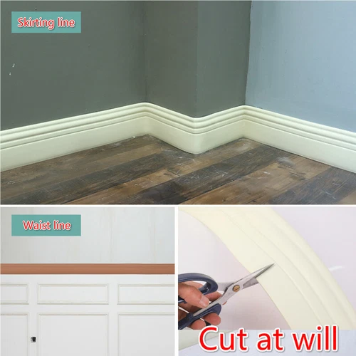 5M Self Adhesive Skirting Line Baseboard Waistline Border Wall Trim Stickers DIY - Bild 8 von 20