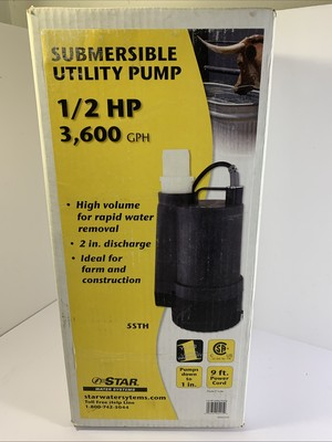 #ad #ad Star Water Systems 1 2 HP Submersible Utility Pump 3600 GPH 5STH New $89.24