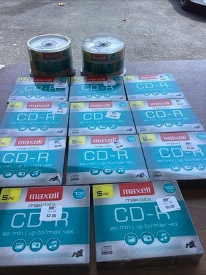 Maxell CD-R 700MB 80 Min Blank CDs 5- 50 Pack Sealed Lot of 155 CDs  Total Lot