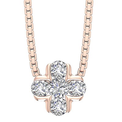 Tension Set Fashion Pendant Necklace Lab Grown Diamond VS F 0.41Ct 10K Rose Gold