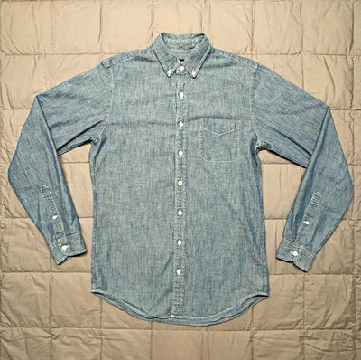 J.Crew Men's Chambray Button Down Shirt Blue Cotton Long Sleeve