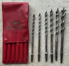 Vintage Dunlap 6 Pc wood auger drill bit set W/case
