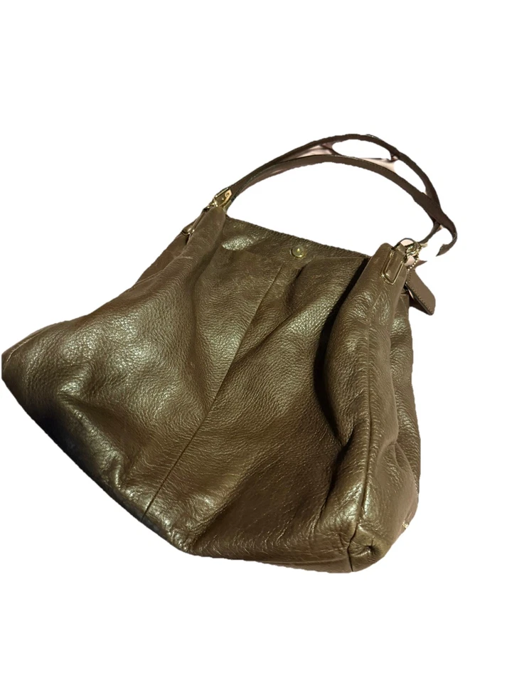 Coach Madison Phoebe Pebble Leather Brown Bag Purple Liner - Image 3 of 4