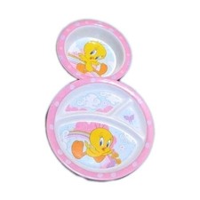 Tweety Bird Dinner Plate Bowl Pink Kids Melmac Looney Tunes