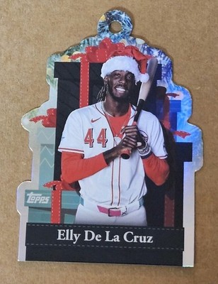 2025 Topps Holiday Elly De La Cruz Present Ornament Die-Cut Hologram PO-16 Reds