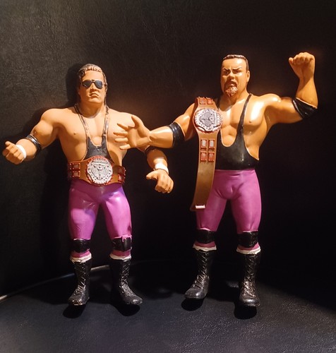 WWF LJN Hart Foundation figures with Tag Belts...