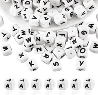 Weiß Buchstabenperlen Silikonperlen Buchstaben Perlen A, 20 StüCk | WüRfel Alpha