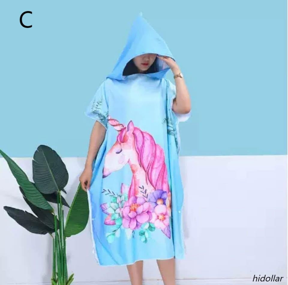 Bath Hooded Beach Towel Quickdry Diving Poncho Bathrobe