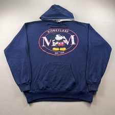 Vintage Disneyland Mickey Mouse Hoodie Sweatshirt Mens Large Blue Cartoon 90s