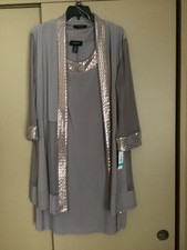R M Richards New York Jacket Sleeveless Dress Size 16 Champagne Color