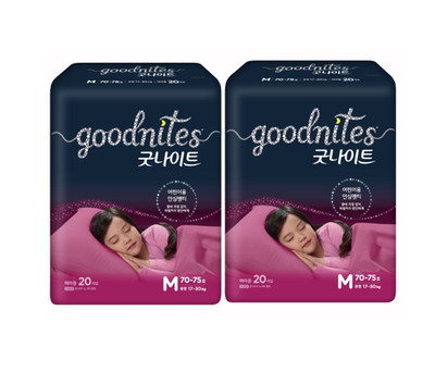 韓国製 Goodnites L×6パック GoodNites Korea Kids Night Diapers M for Girls (20ct.) 2 Pack (17
