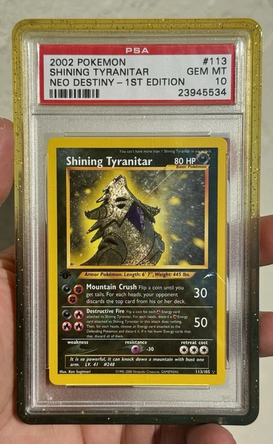SHINING TYRANITAR HOLO PSA 10 2002 POKEMON NEO DESTINY 1ST EDITION #113/105