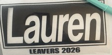 GLITTER Oasis Style School Leavers Personalised Iron On TShirt Transfer.