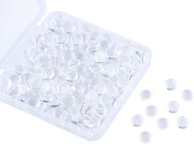HAUTOCO 200pcs 8mm Glass Cabochons Round Clear 8 mm - 200 Pieces, 
