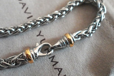 New/DavldYurmanSterlingSilver  14KGold HEAVY Link Woven Bracelet7.5"