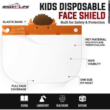PET Kids Disposable Face Shield, Lightweight Full Face Protection Shield