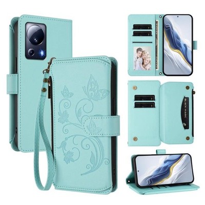 Xiaomi 13 Lite / Civi 2 Multi-Card Reißverschluss Leder Tasche Mintgrün