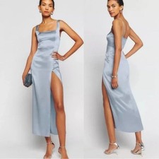 Reformation | NWT 100% Silk Solay Maxi Slit Sleeveless Dress in Mineral Blue
