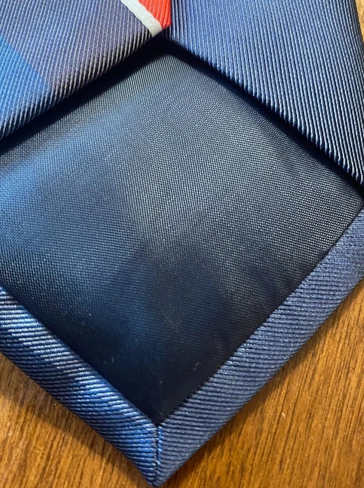 New England PATRIOTS NFL Tie Blue Red Stripes Logo  - Image 3 of 4