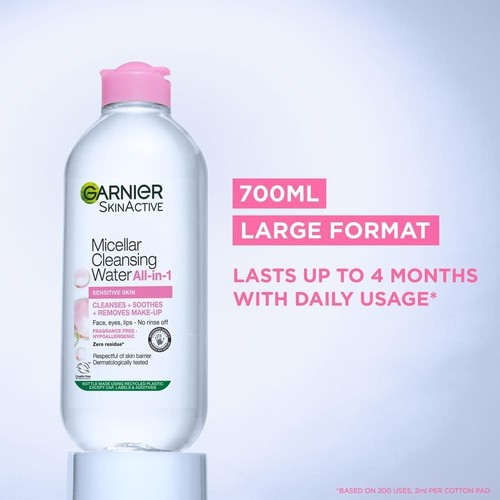 Garnier Micellar Cleansing Water Gentle face Cleanser & Makeup Remover 700ml UK - Picture 5 of 8