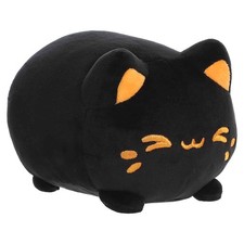 Aurora Spooky Tasty Peach Pumpkin Sesame Meowchi Plush, Black 7 Inches