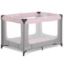Baby Playard Breathable Mesh Soft Mattress Foldable Grey Pink 438-GP Dream Sides