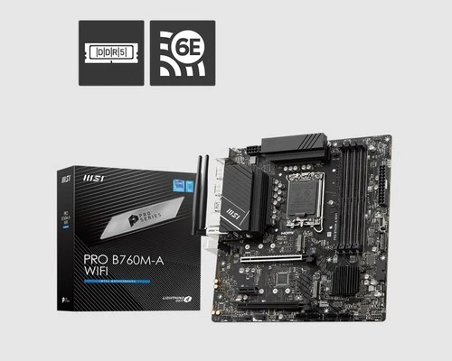 MSI PRO B760M A WIFI ATX Motherboard, 4x DDR5~256GB, 2x HDMI™,  2x PCI-E x