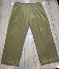 Orvis Size 38x31 Green Corduroy Pants Wide Wale Pleated Cuffed Classic