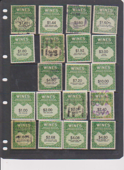 Large Wine Stamps 28 Stamps Series 1941