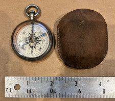 Antica bussola corta e muratrice Leedawl con custodia in pelle