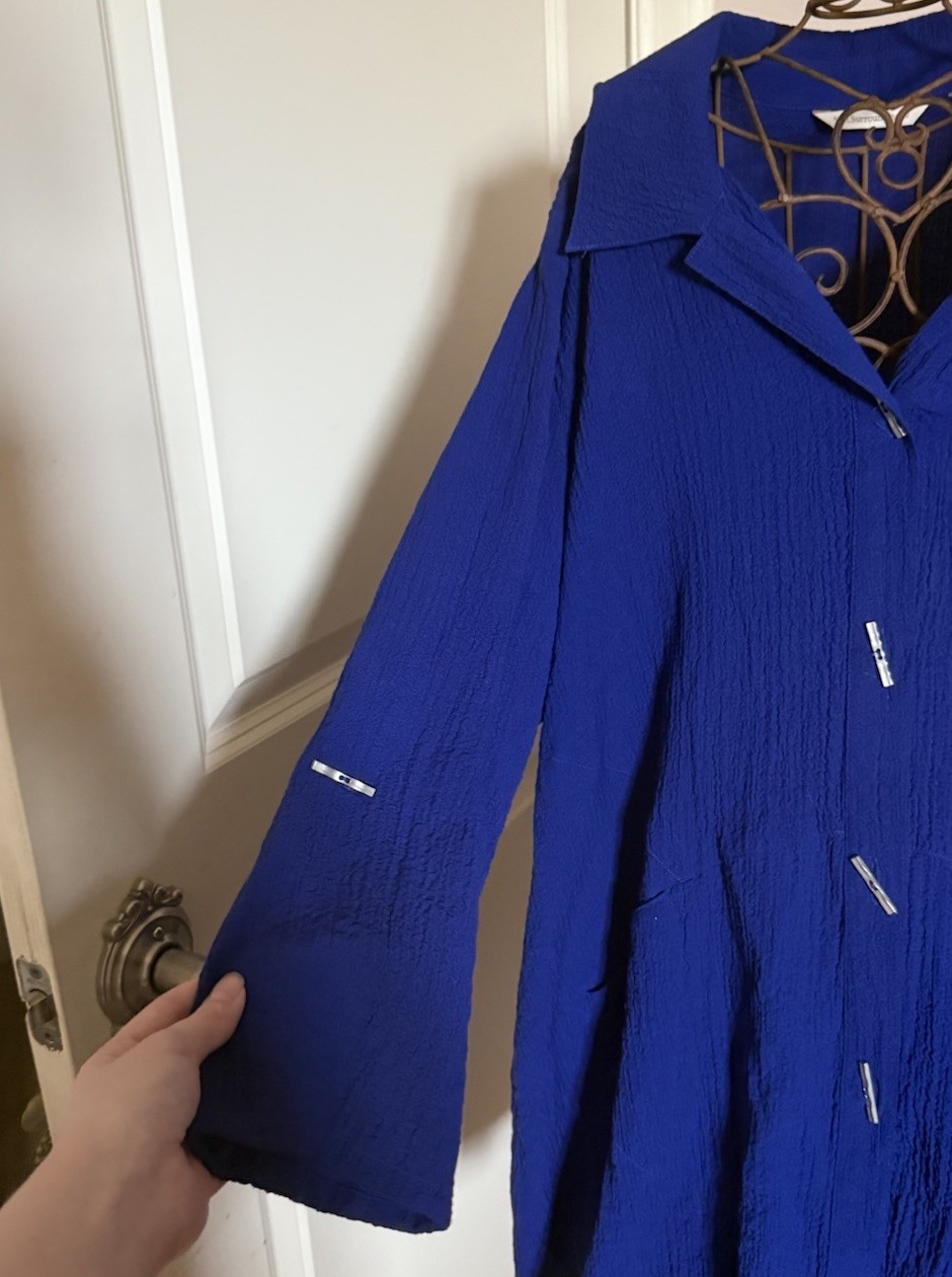 Soft Surroundings Crinkle Gauze Blue Long Sleeve … - image 5