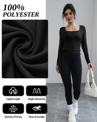 Damen Ballett-Wickel-Top Langärmelig | Y2K Style Mit V-Ausschnitt Für Yoga & Fitness