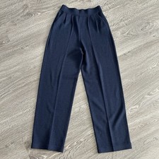 St John Collection W Sz 6 SANTANA KNIT STRAIGHT Leg PANTS Navy Blue Pull On