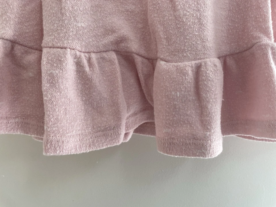 Antiguo Vestido Azul Marino Bebé Niñas Sólido Rosa Claro Mezcla Rayón Peplum Manga Larga 6-12M Foto 3 de 4