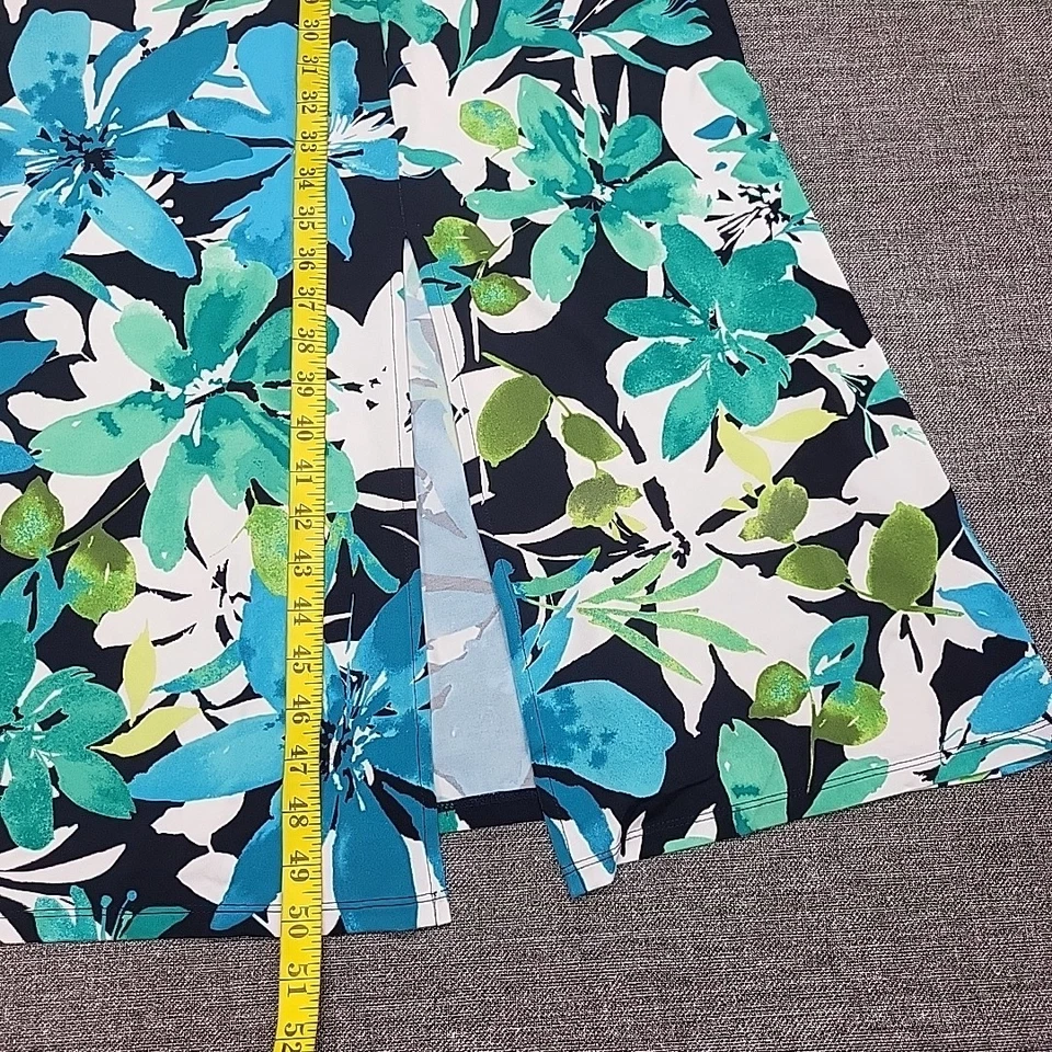 Vestido maxi Susan Graver moderno moderno moderno estampado malha líquida pequeno 3XP plus size - Imagem 3 de 4