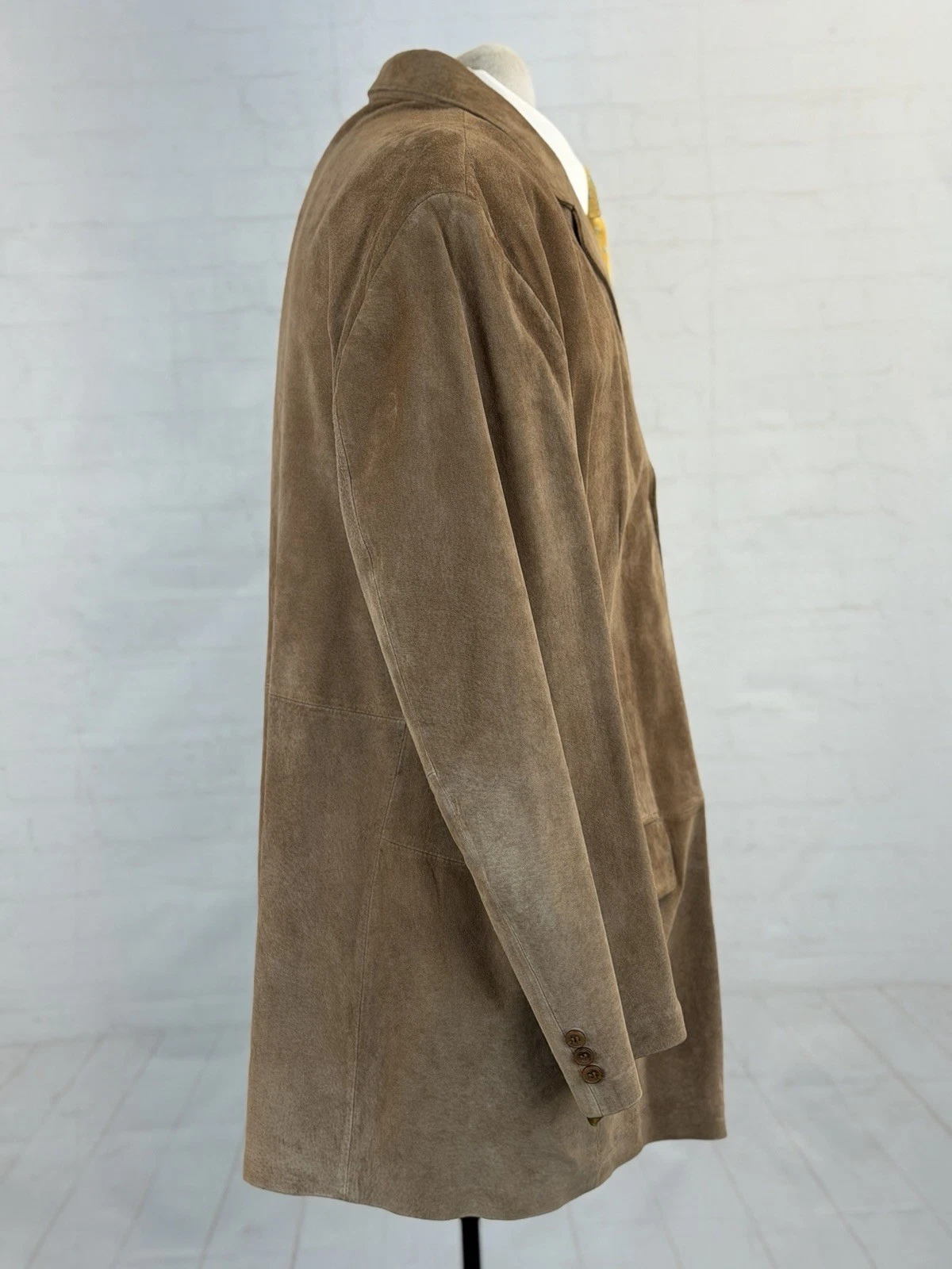 J. Ferrar Men's Brown 100% Genuine Leather Cowboy Jacket XLT Three Button Coat image 3