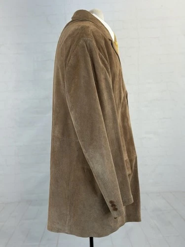 J. Ferrar Men's Brown 100% Genuine Leather Cowboy Jacket XLT Three Button Coat image 3