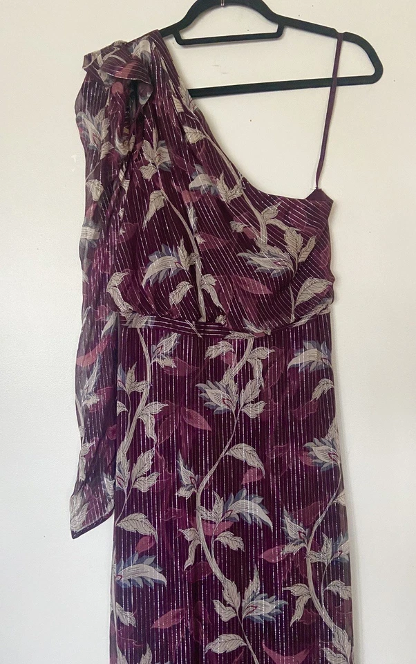 Женское платье макси BCBGMAXAZRIA на одно плечо с цветочным принтом сзади на молнии размер 10 - Изображение 4 из 4