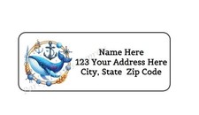 30 WHALE NAUTICAL PERSONALIZED RETURN ADDRESS LABELS 1 in X 2.625 in