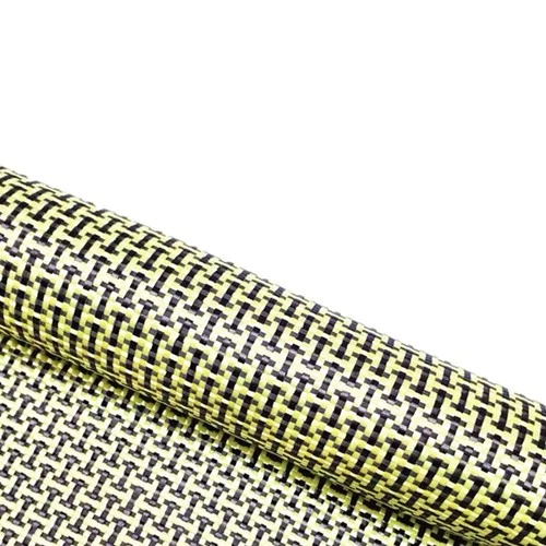 Carbon fiber Yellow Aramid mixed Fabric Cloth Plain 3K 200g 50x100cm-roll packed